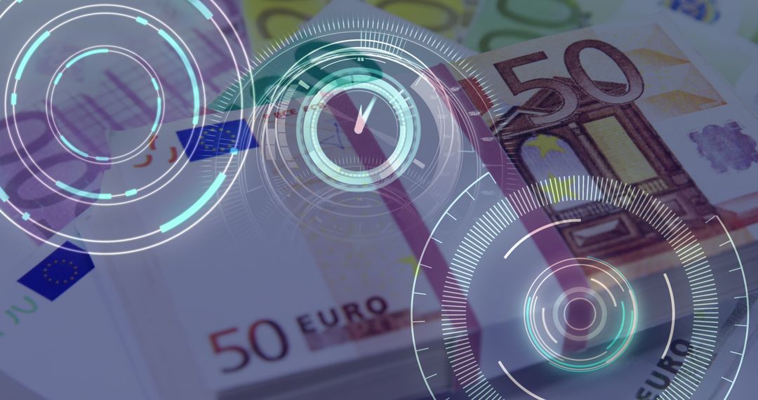 Euro Currency and Digital Clocks: Global Finance Concept