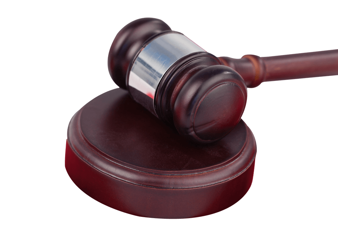 Wooden Judge Gavel and Block Illustration on Transparent Background