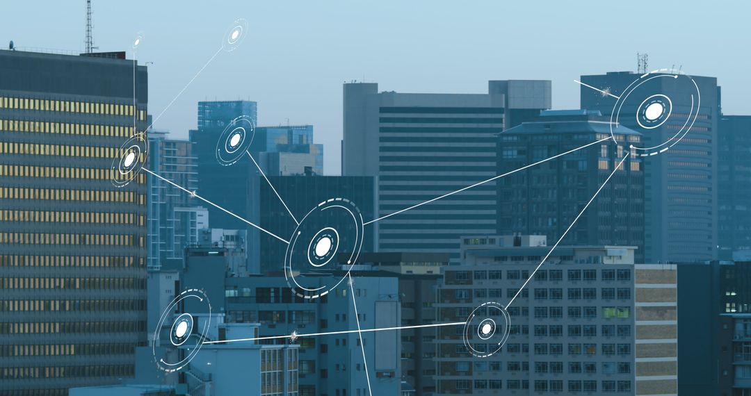 Digital Network Concept Over Urban Cityscape