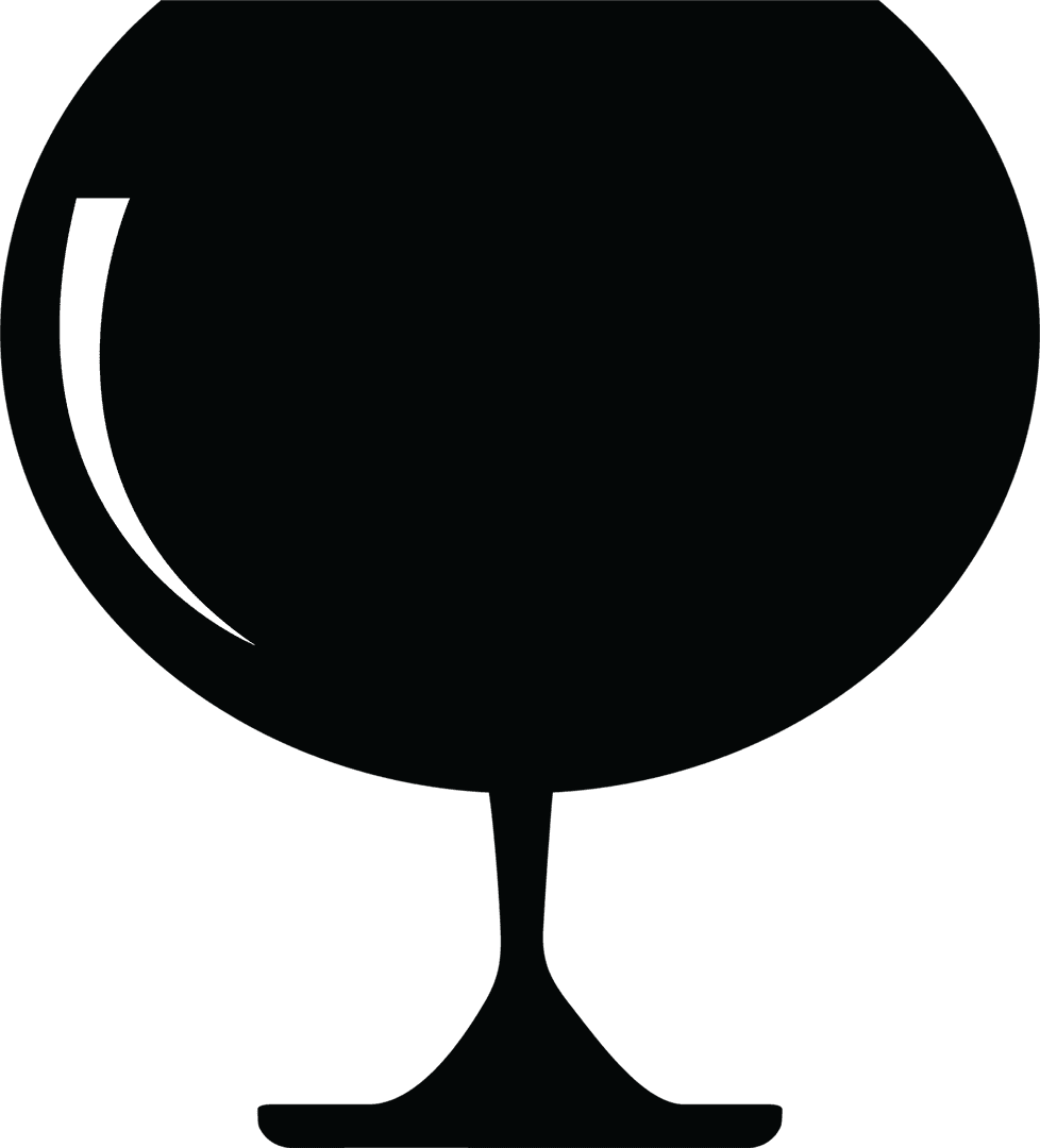 Elegant Black Shiny Wine Glass on Transparent Background