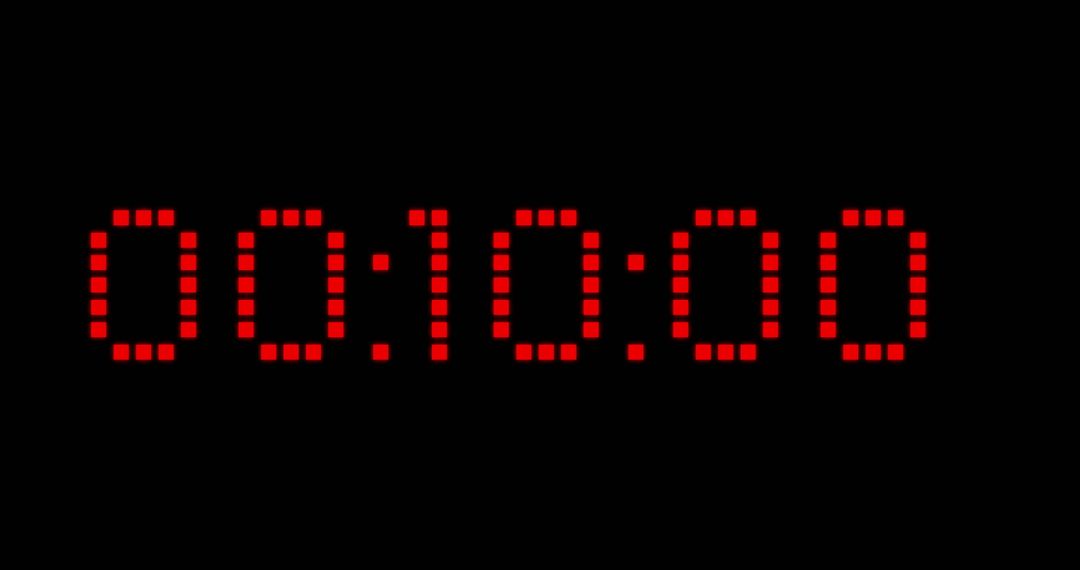 Red digital timer display countdown in progress