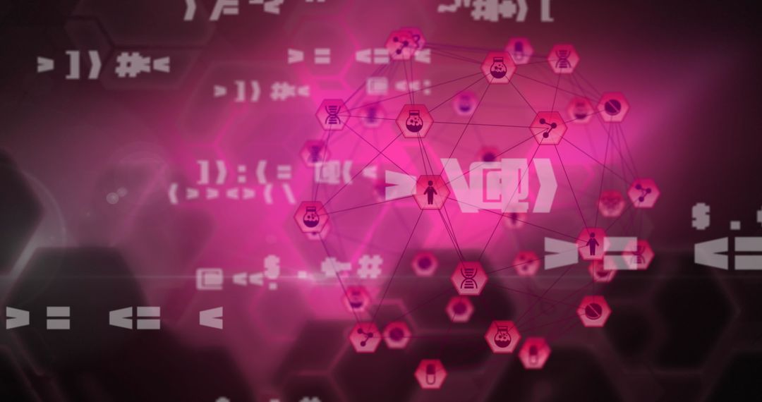 Futuristic Digital Interface with Hexagonal Network Connections