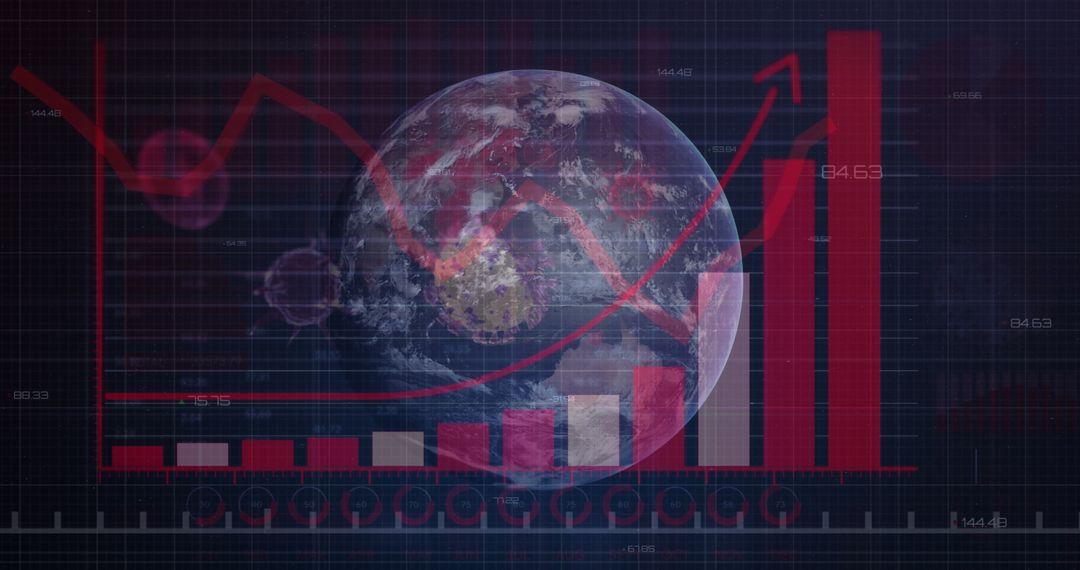 Global Pandemic Impact with Data Overlay in Futuristic Interface
