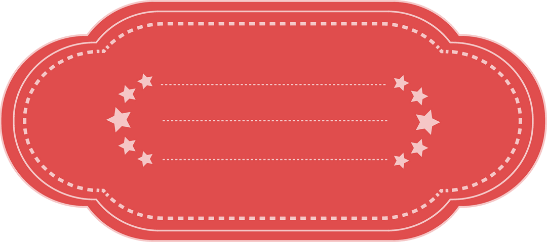Red Tag Label with Stars and Dotted Lines on Transparent Background
