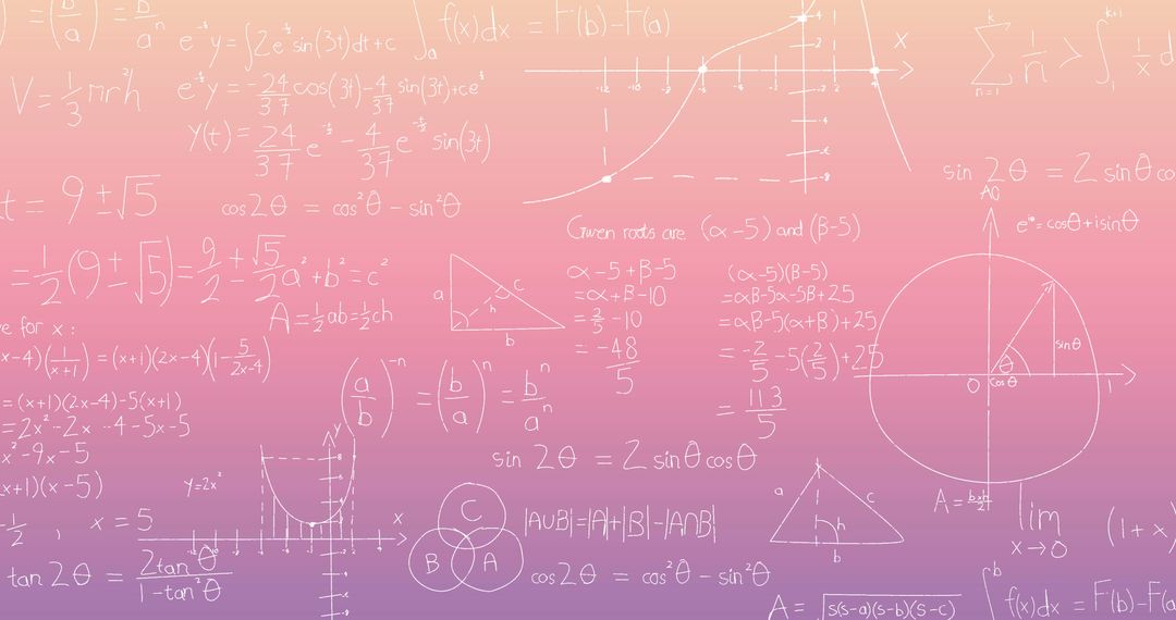 Mathematical Formulas on Gradient Pink Background for Educational Design