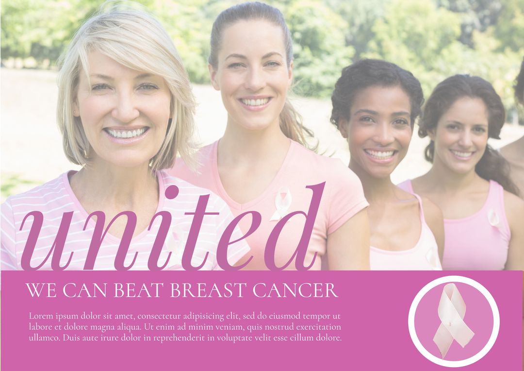 United Women Smiling for Breast Cancer Awareness - Download Free Stock Templates Pikwizard.com