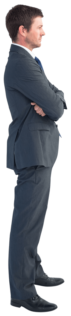 Confident Businessman Standing with Arms Crossed Transparent Image