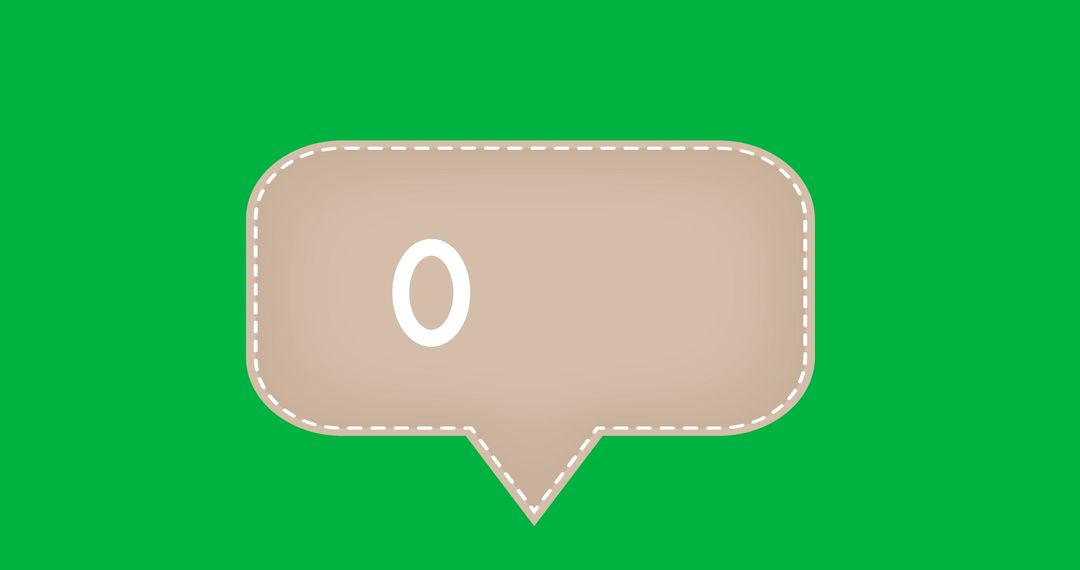 Number Zero in Speech Bubble on Green Background