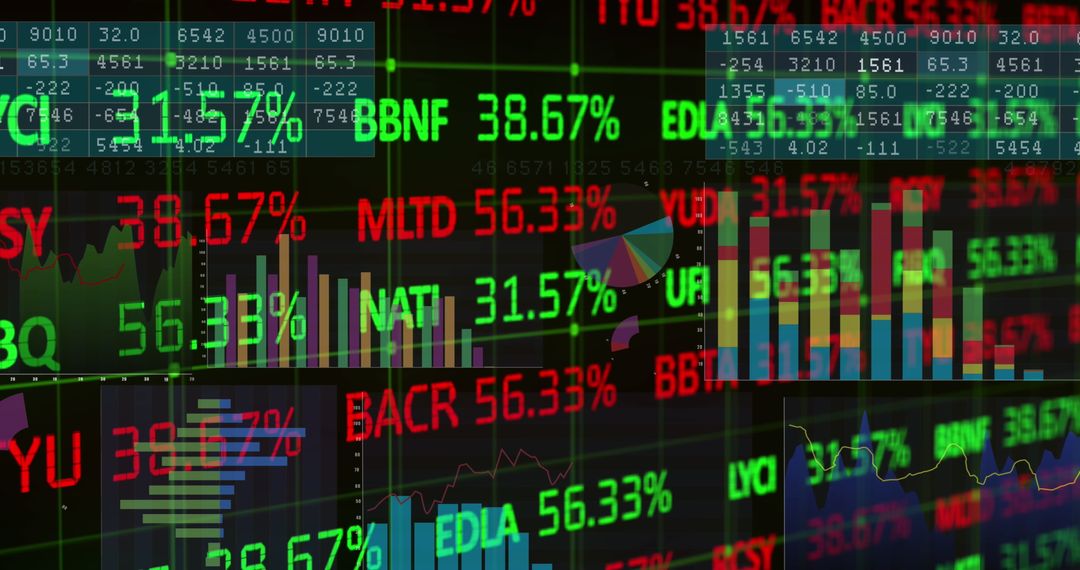 Vibrant Stock Market Display Illustrating Trading Volatility