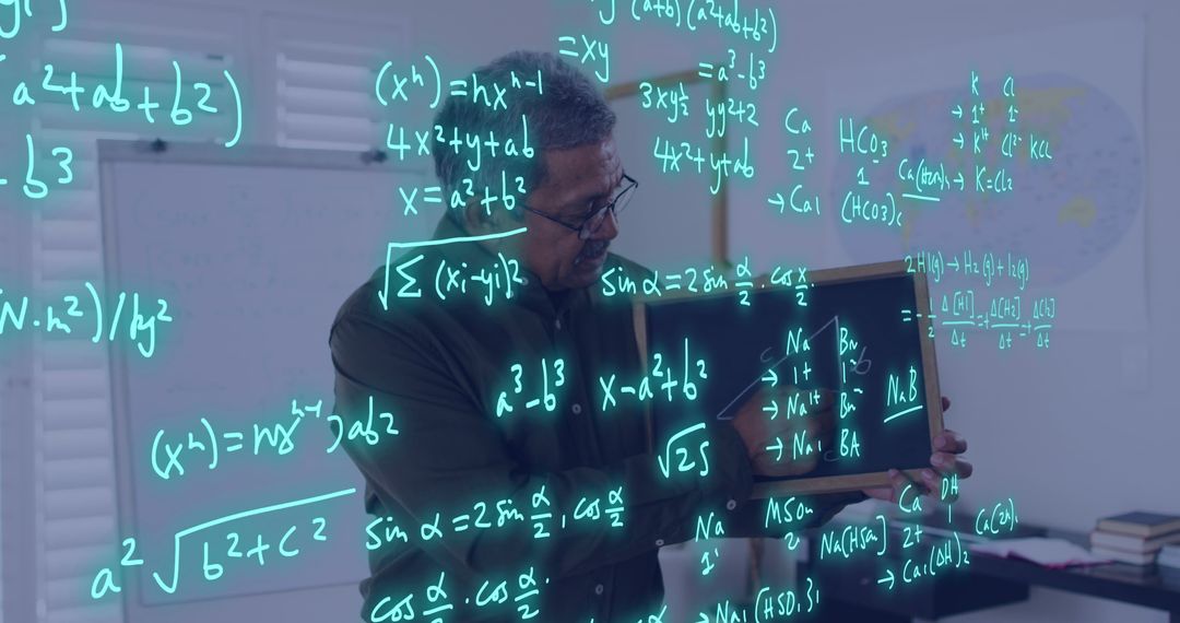 Professor Explaining Mathematical Formulas on Transparent Board - Free Images, Stock Photos and Pictures on Pikwizard.com