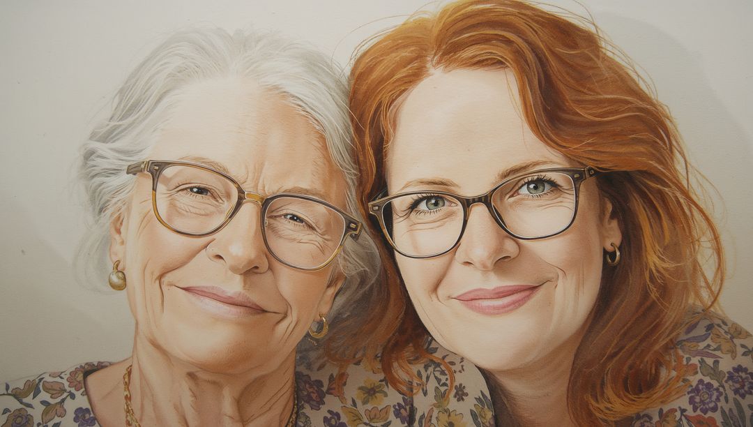 Mother and Daughter Smiling with Elegance and Warm Connection