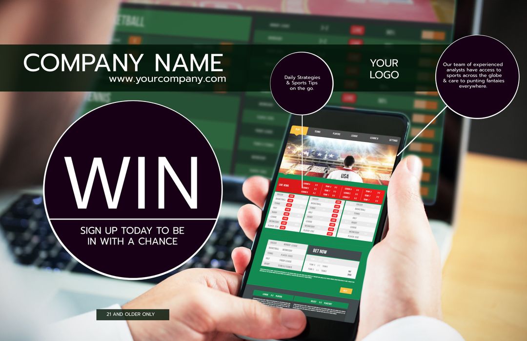 Online Betting with App Interface and Promotional Message - Download Free Stock Templates Pikwizard.com