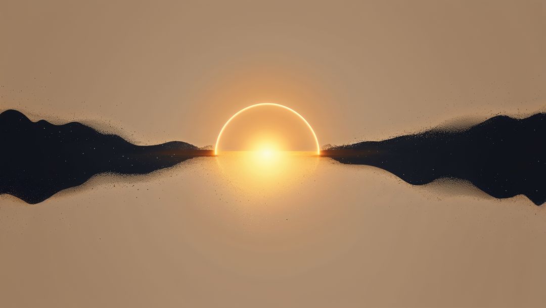 Surreal Orb Rising on an Abstract Horizon