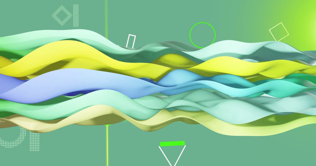 Colorful Layered Waves on Vibrant Green Backdrop