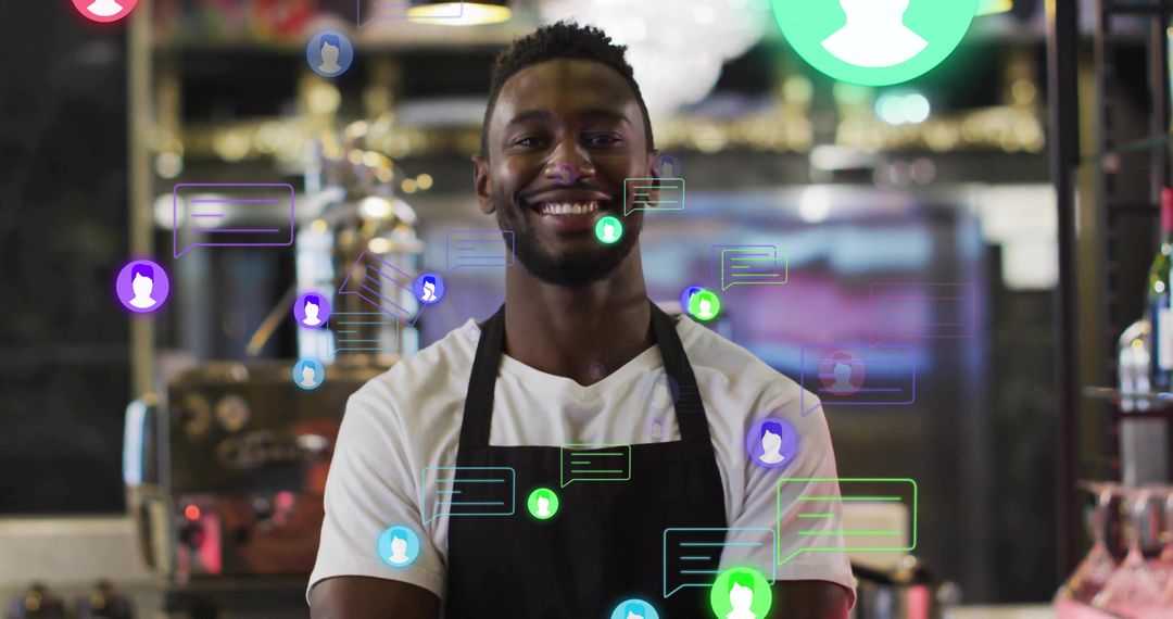 Barista Connecting in Digital Cafe Environment
