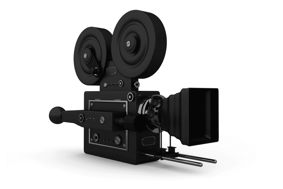 Vintage Camera with Dual Reels on Transparent Background