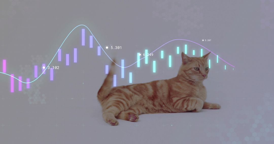 Tabby Cat with Glowing Data: Fusion of Nature and Technology