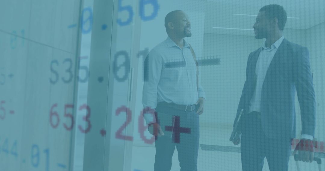 Business Professionals Discussing Financial Data Reflection