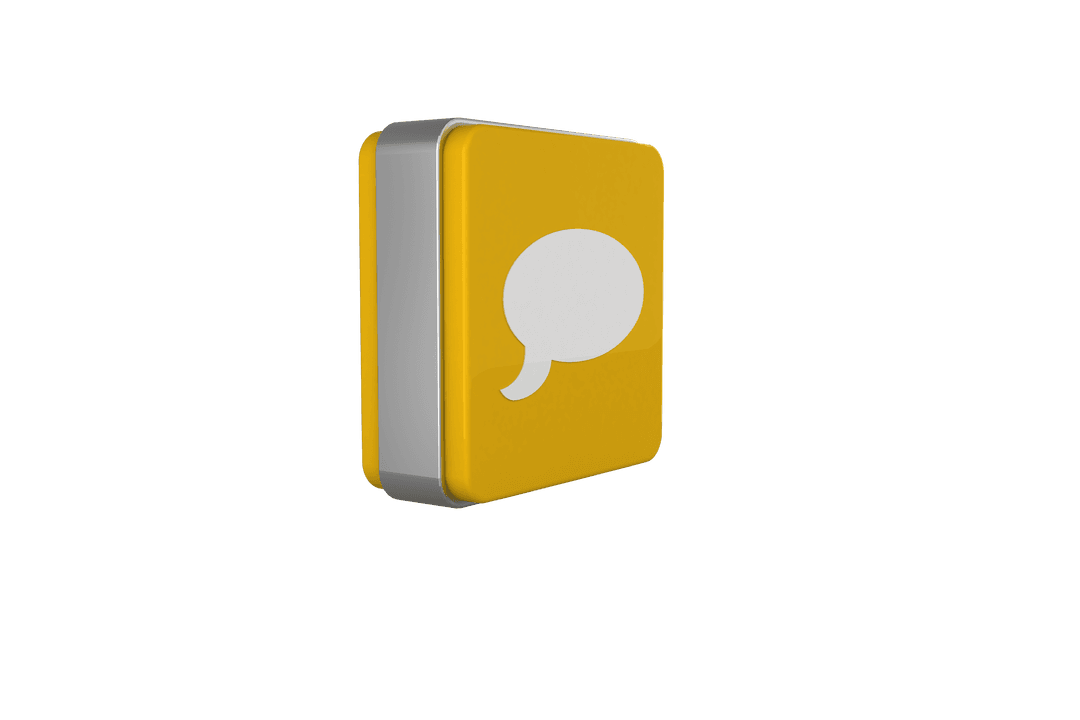 Yellow Cube Text Bubble Icon on Transparent Background