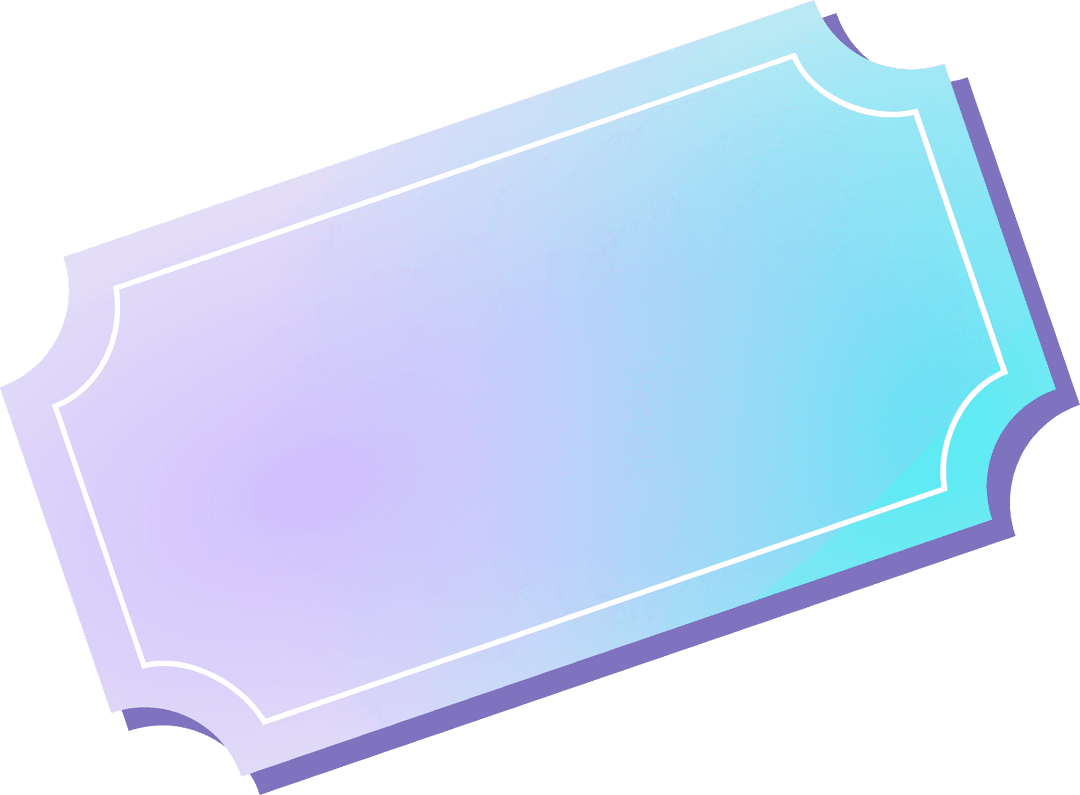 Transparent Pastel Vector Ticket with Scalloped Edges