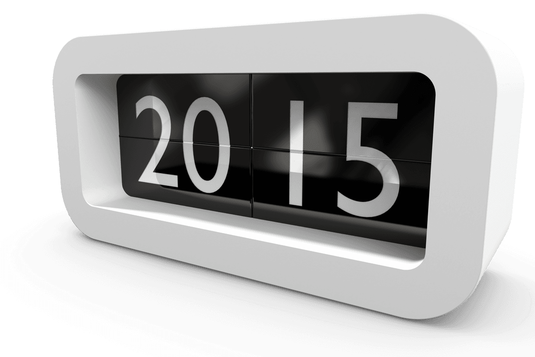 Digital Alarm Clock Displaying Year 2015 on Transparent Background