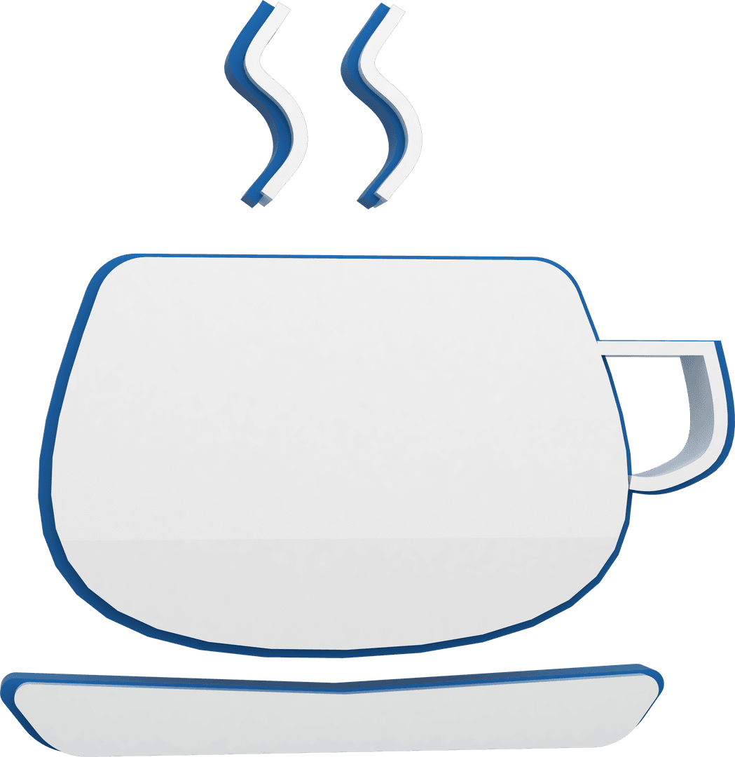 Transparent Hot Coffee Cup Icon with Steam