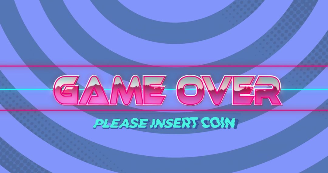 Retro Game Over Screen with Neon Text
