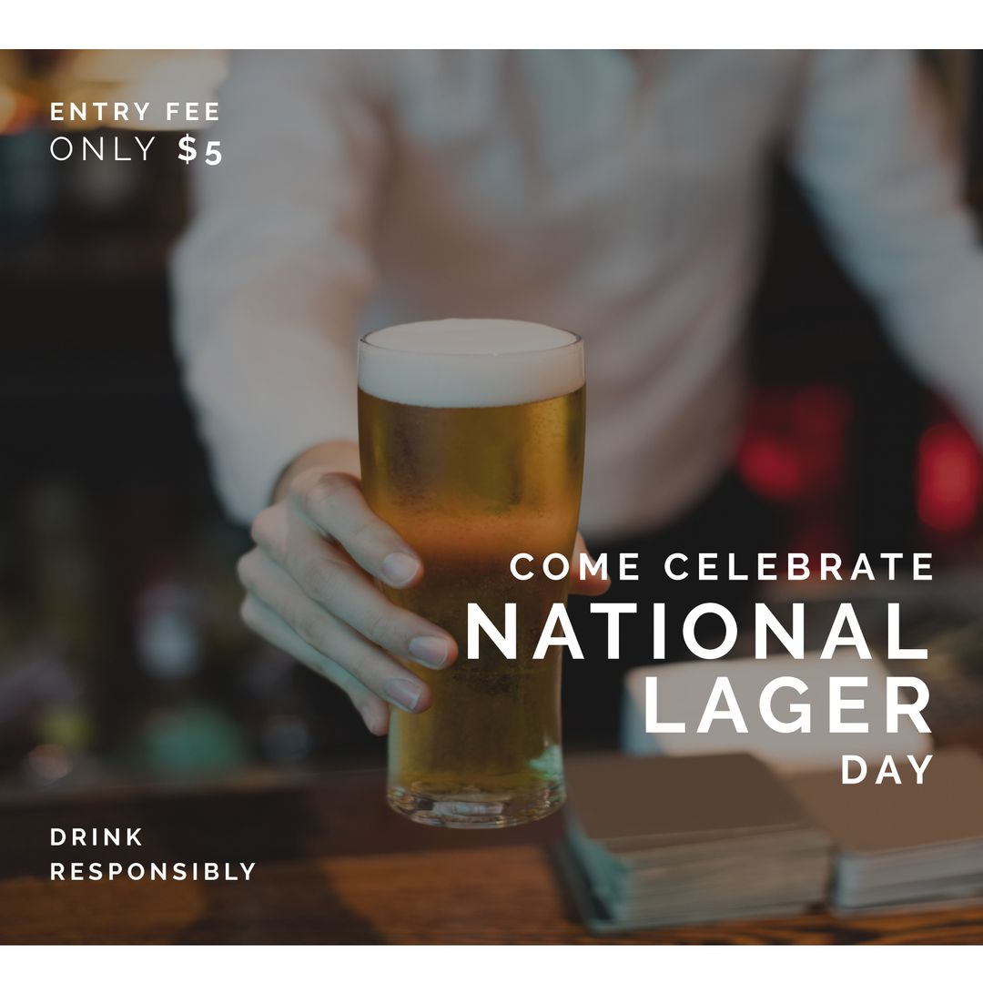 Celebrate National Lager Day with $5 Entry Fee and Refreshing Beer - Download Free Stock Templates Pikwizard.com