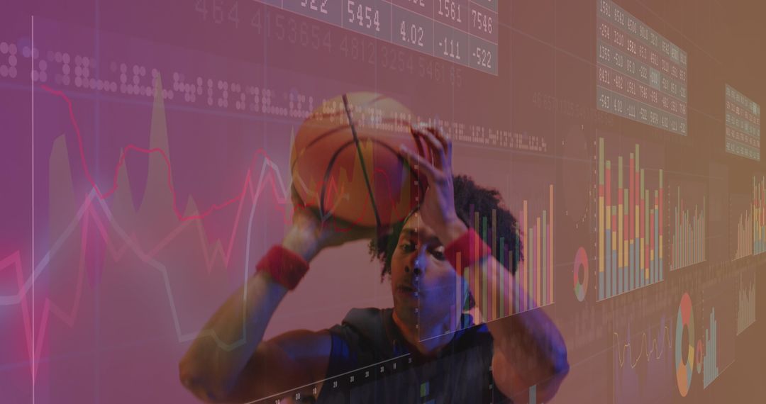 Basketball Player with Financial Data Overlay - Free Images, Stock Photos and Pictures on Pikwizard.com