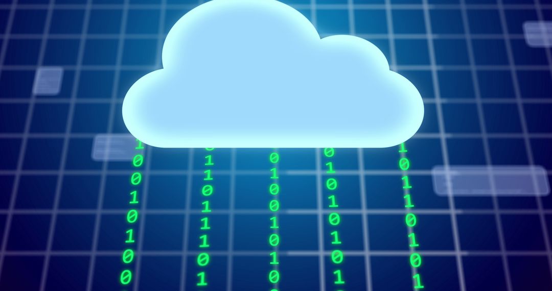 Digital Cloud with Binary Code Streams over Grid - Free Images, Stock Photos and Pictures on Pikwizard.com