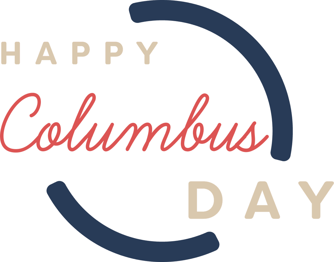 Happy Columbus Day Text on Transparent Background