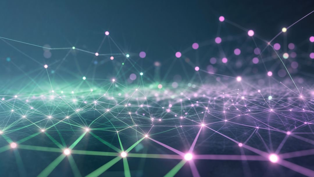 Abstract Network Mesh in Virtual Space with Glowing Nodes