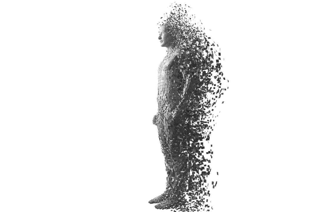 Transparent Gray Pixelated 3D Man Disintegrating - Download Free Stock Images Pikwizard.com