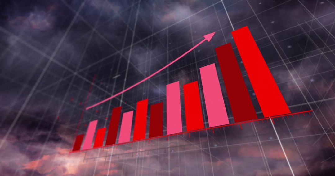 Upward Financial Growth Represented Through Bar Graph in Cloudy Sky