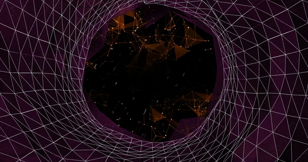 Futuristic Wireframe Tunnel with Abstract Starscape