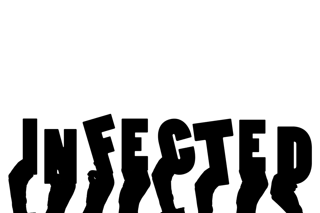 Transparent Illustration Hands and Infected Text