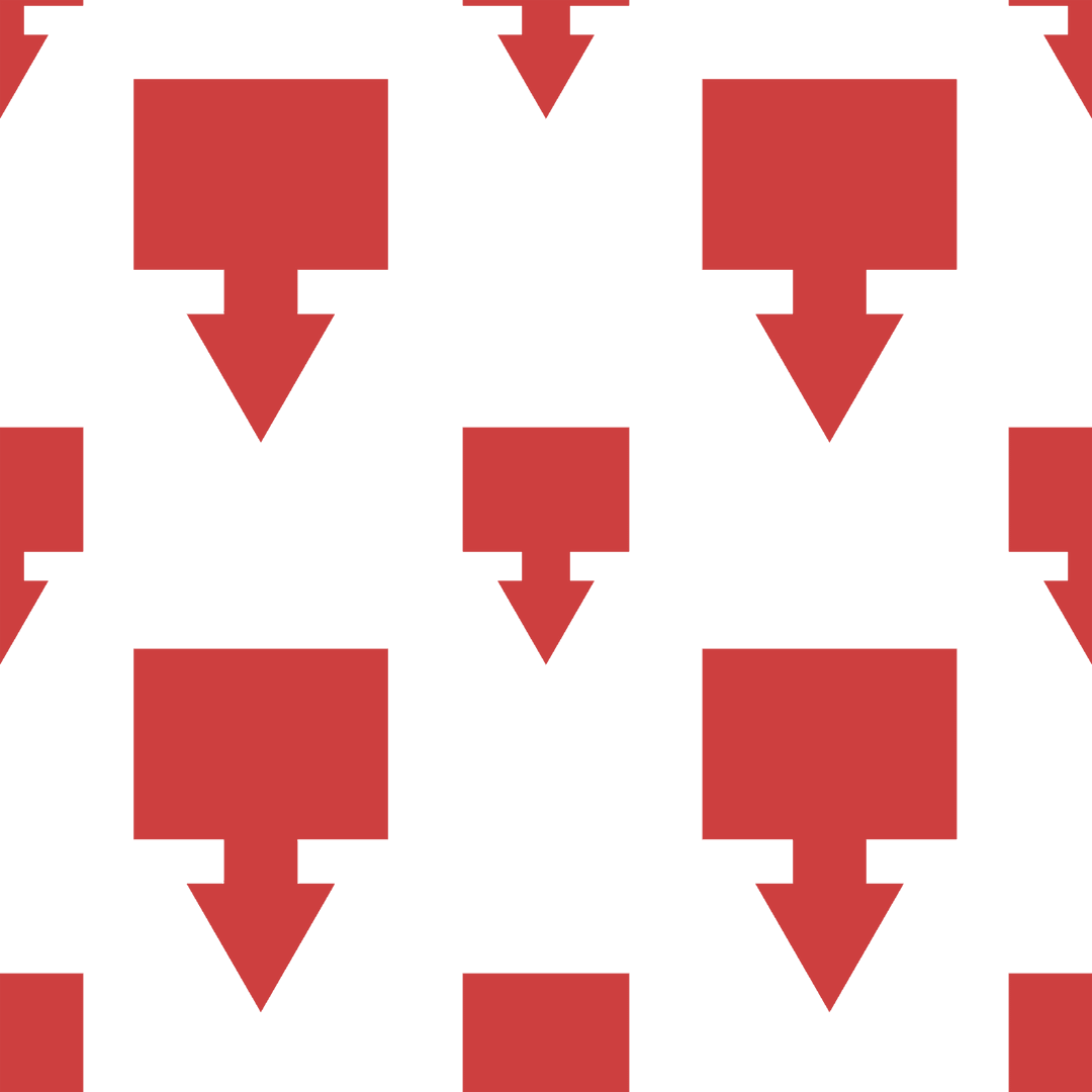 Red Pattern of Downward Arrows on Transparent Background