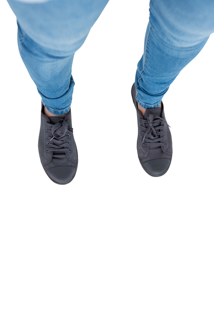 Woman's Lowsection in Jeans and Trainers on Transparent Background for Lifestyle or Fashion - Download Free Stock Images Pikwizard.com