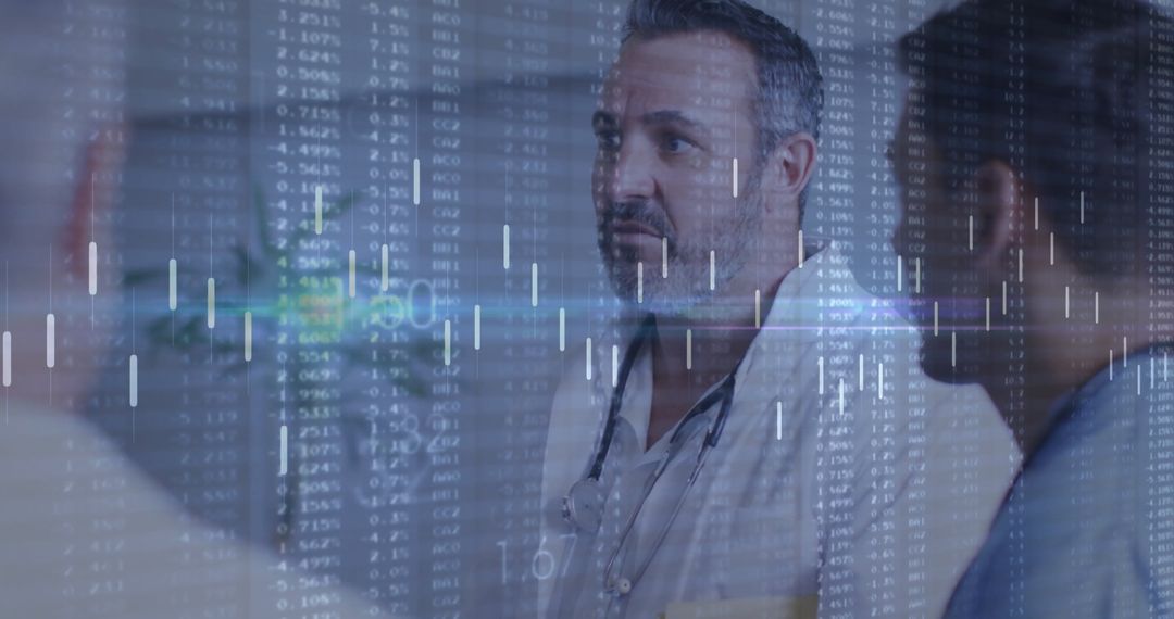 Doctors Analyzing Financial Data Graphics in Hospital Environment