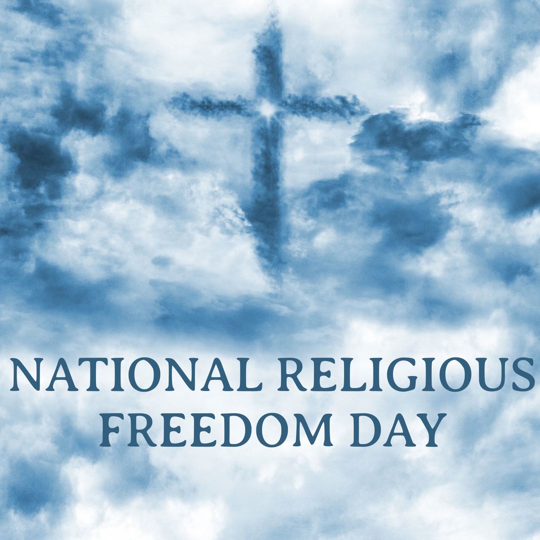 Cross-Shaped Cloud in Tranquil Sky for Religious Freedom