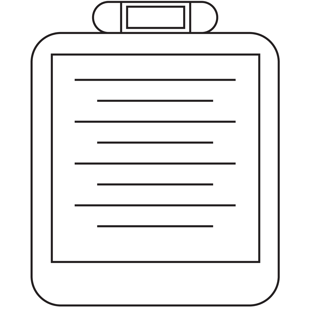 Minimalist Black Clipboard Icon on Transparent Background