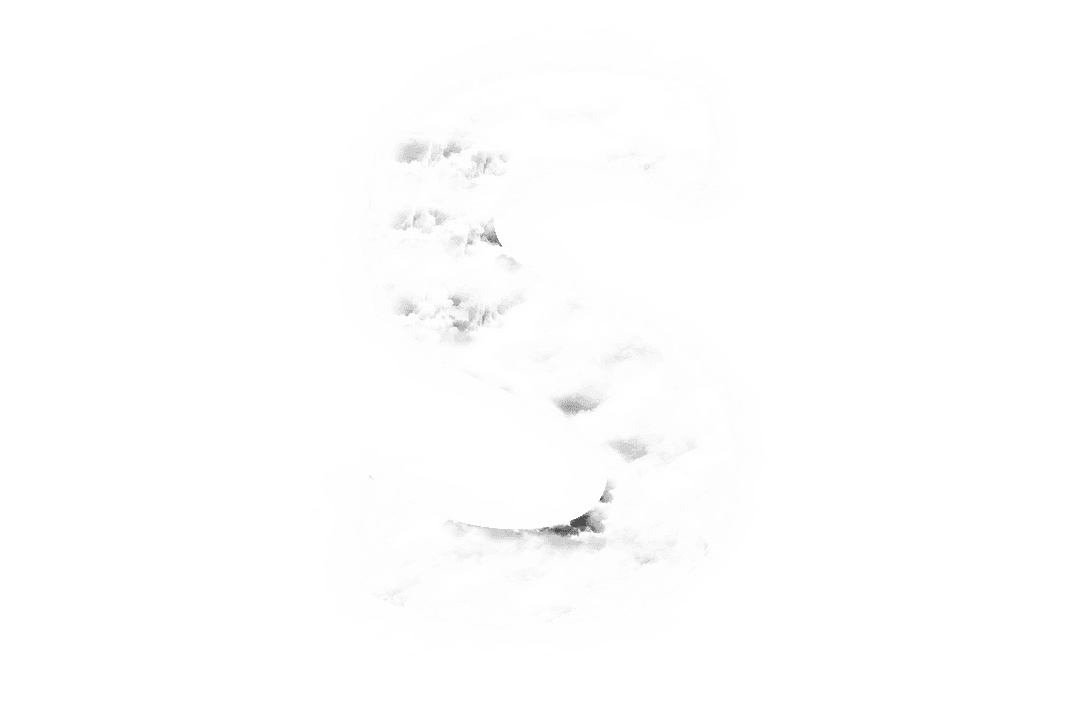 Letter S Formed from Cloud Smoke on Transparent Background