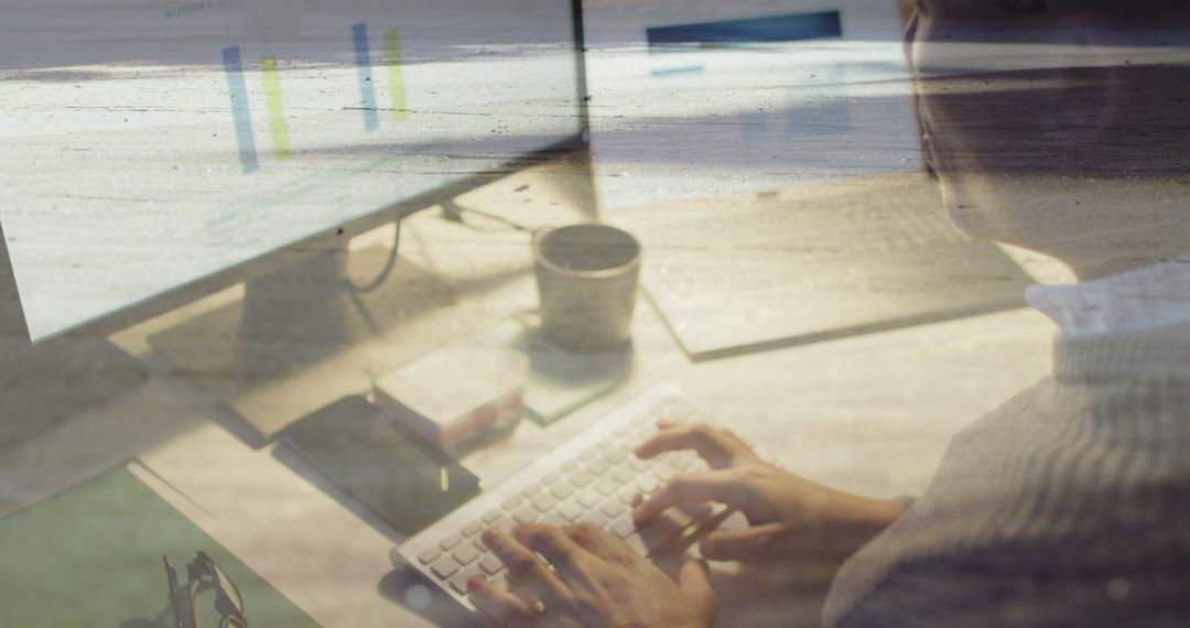 Businessman Alternating Work and Scenic View