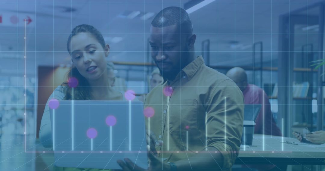 Diverse Team Collaborating on Digital Financial Data in Modern Office