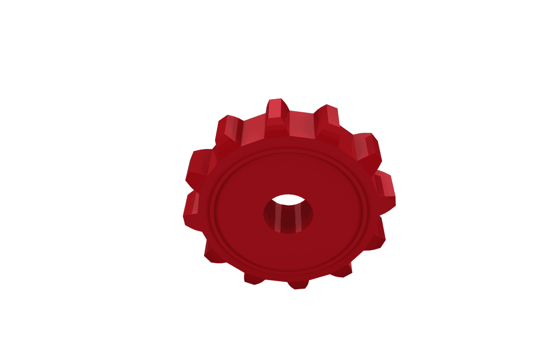 Transparent Red Gear Isolated on White Background