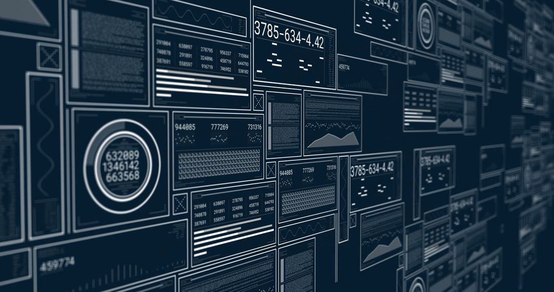 Abstract Digital Data Processing Panels in Futuristic Layout