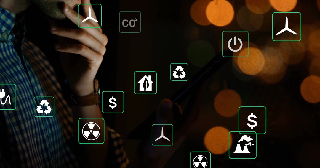 Tech Analyst Exploring Sustainability through Digital Interface