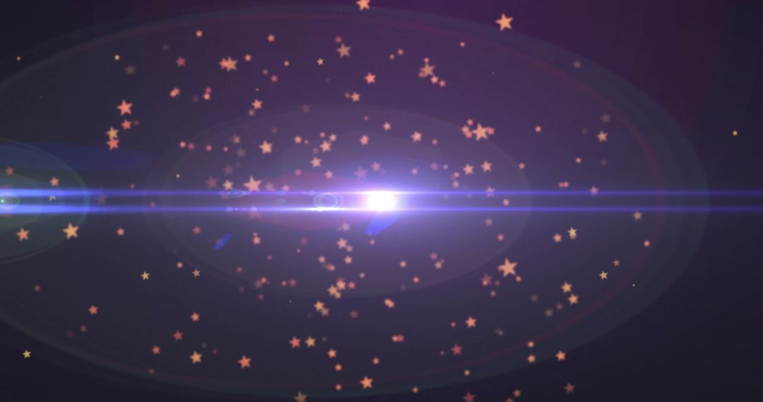 Cosmic Lens Flare with Floating Golden Particles