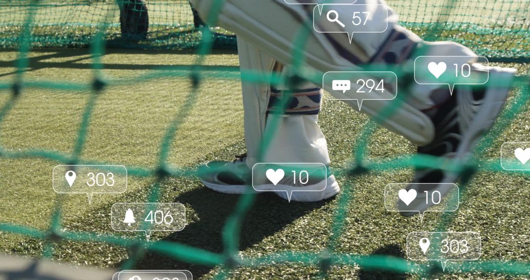 Cricketer Engaged in Digital Social Media Activity on Field - Free Images, Stock Photos and Pictures on Pikwizard.com