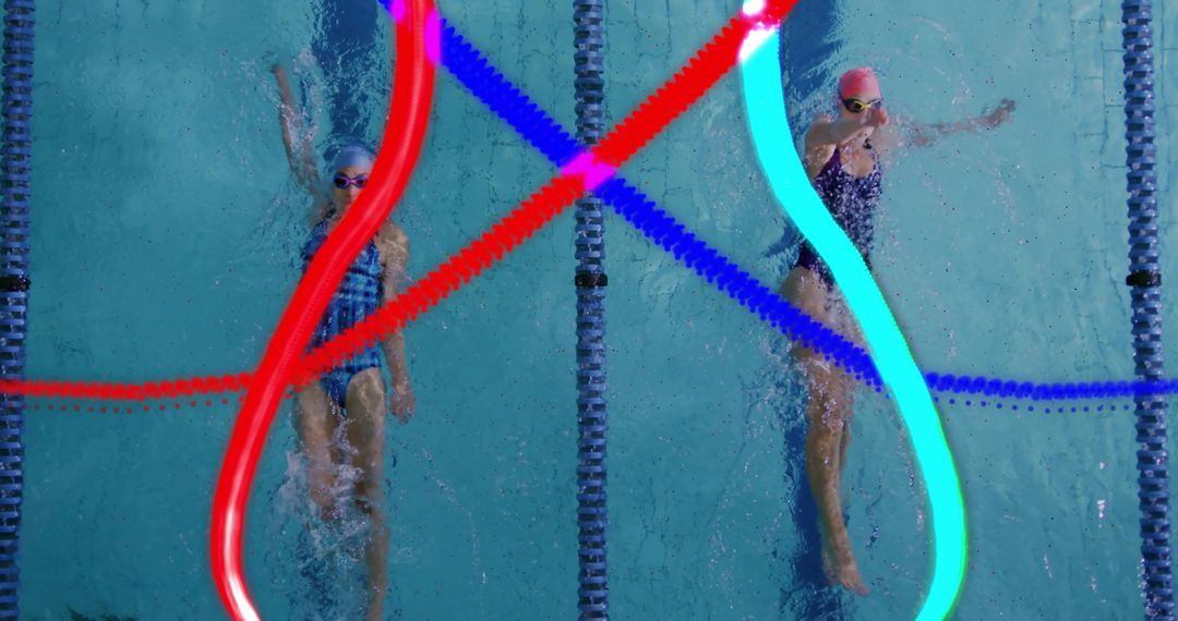 Dynamic Backstroke Swimming with Luminous Neon Trails